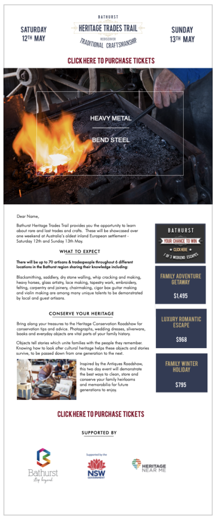 Hyper Hyper Marketing Bathurst Tourism Heritage Trades Trail Campaign Microsite